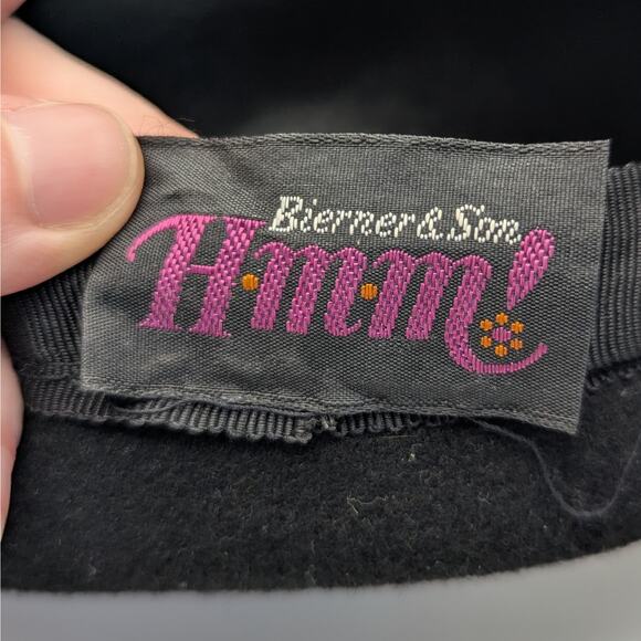 Bierner & Son HMM! Splendide Vintage Black 100% Wool Beret - Picture 3 of 5